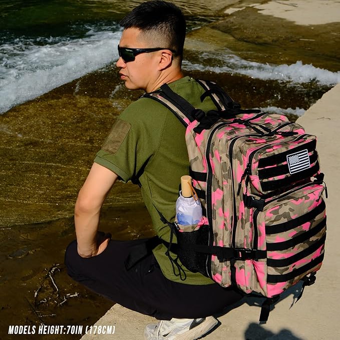 Military Tactical Backpack 45L Large Tactical Backpack for Men, Hiking Rucksack With Bottle Holder