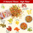 Dried Ramen Toppings Dehydrated Vegetables – 9 Mixed Vegetable Green & Red Bell Peppers, 12.35oz Natural Dried Veggie Flakes for Ramen Noodles, Camping Food Emergency Supply, Soups, Vegan