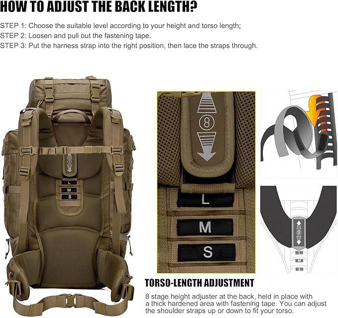 Mardingtop 70L Internal Frame Backpack for Hunting,Camping,Hiking Backpacking Backpack with Rain Cover