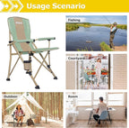 XGEAR Camping Chair with Padded Hard Armrest, Sturdy Folding Camp Chair with Cup Holder, Storage Pockets Carry Bag Included, Support to 400 lbs