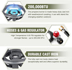 Bestfire 13" Single Propane Burner Stove 90,000 BTU Cast Iron Portable Outdoor Burner with 0-20 PSI Adjustable Regulator and 4ft Hose Perfect for Outdoor Wok Cooking