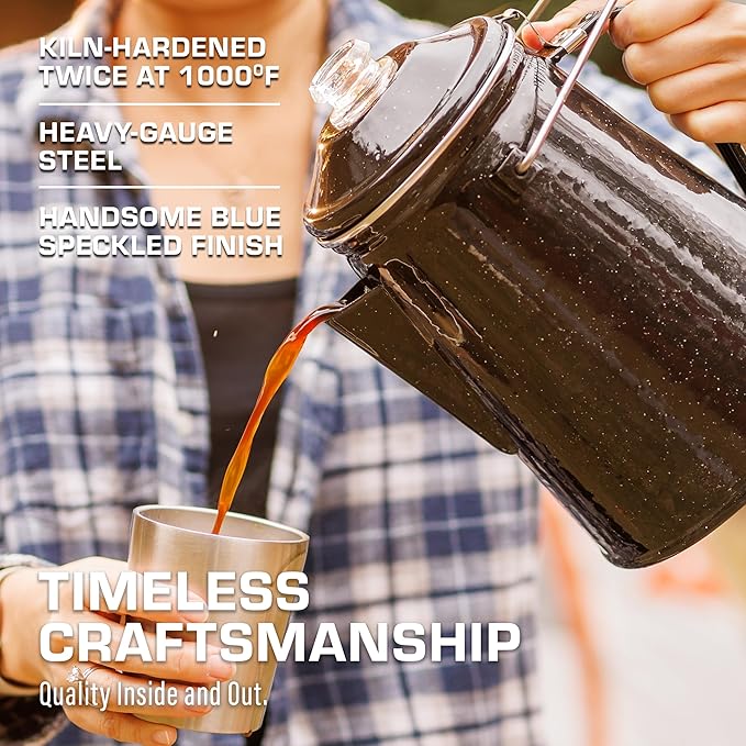 COLETTI Classic Percolator Coffee Pot — Camping Coffee Percolator, Campfire Coffee Pot – Camping Percolator for Groups — Brew for the Whole Campsite (Black, 18 Cup)