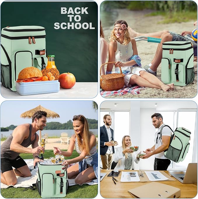 Insulated Cooler Backpack,33/45 Cans Multifunctional Double Deck Leakproof Cooler Bag with Sternum Strap,Large Capacity Lightweight Travel Camping Beach Backpack