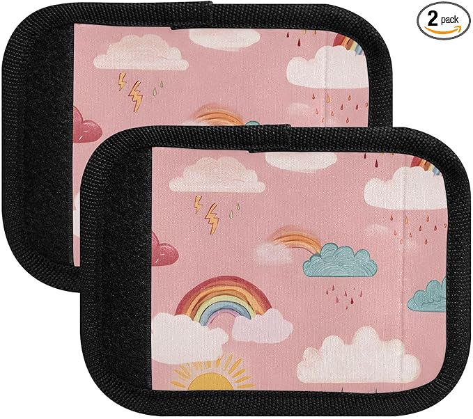 Cute Rainbow Rain Luggage Handle Wrap for Suitcase Luggage Tags Handle Covers Identifiers Soft Decorations Travel Accessories 2 Pack