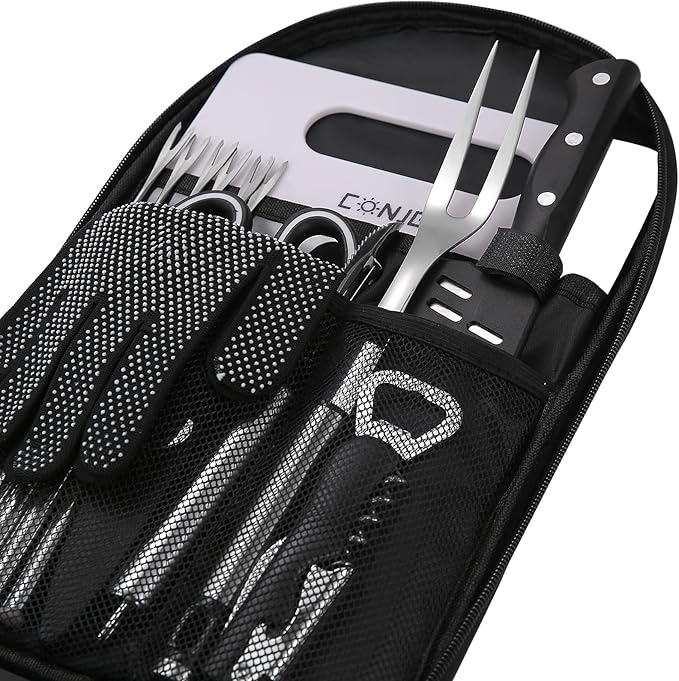 Camping Cookware Storage Bag - Camping Cooking Utensils Set Bag Camping Tool Portable Storage Bag Suitable for Knife, Fork, Spoon, Chopping Board, Chef's Knife,Kitchenware Storage