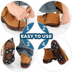 2 Pairs Ice Cleats for Shoes and Boots, Ice Snow Gripper Shoe/Boot Traction Cleats with 8 Stainless Steel Spikes, Winter Outdoor Anti-Slip Crampons for Walking, Climbing and Hiking