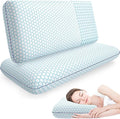 Memory Foam Pillows for Side, Back and Stomach Sleepers, Set of 2, Bed Pillow with Washable Cover and Breathable Mesh, Bed Pillow for Sleeping (Blue，King Size)