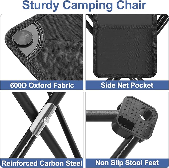Folding Camping Stool for Adults, Small Portable Camp Stool Lightweight, Mini Chair Folding Fishing Chair Portable Foot Stool & Camping Seat for Outdoor Travel