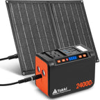 Takki 120W Peak Solar Generator Portable Power Station with 21W Panels, 88Wh Solar Charger Power Bank AC DC USB Ports for Camping Tent Laptop Outdoor Emergency Home Use