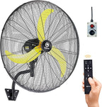 FUGOO 30'' Oscillating Wall Mounted Fan With Remote Control,BLDC Motor, Large air flow range From 3200CFM to 8800CFM, 4-Speed Heavy Duty Industrial Wall Fan for Factory, Commercial, Garage, Warehouse