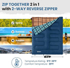 KingCamp Sleeping Bag for Adults, Cold Weather & Warm XL Big and Tall Flannel Sleeping Bags with Compression Sack Portable Waterproof Essentials Gear Accessories for Outdoor Camping