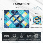 Camping Blanket, 2-in-1 Wearable Puffy Camping Blanket with Hood & Snap Buttons Waterproof Lightweight Travel Blanket Converts to Pillow for Backpacking, Beach, Picnics, Stadium(Kaleidoscope)