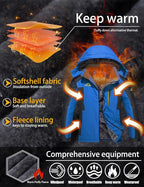 TACVASEN Men's Winter Ski Jacket Waterproof Snow Coats Snowboard Fleece Lining Jacket Warm Parka with Hooded