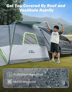JOYTUTUS SUV Tent with Screen Porch and Awning for Family Camping, 60% More Space Car Tent for 5-9 Person, Dual-Use SUV or Camping with Rainfly, Double Door, Starry Sky Roof, Fit for SUV Car Van