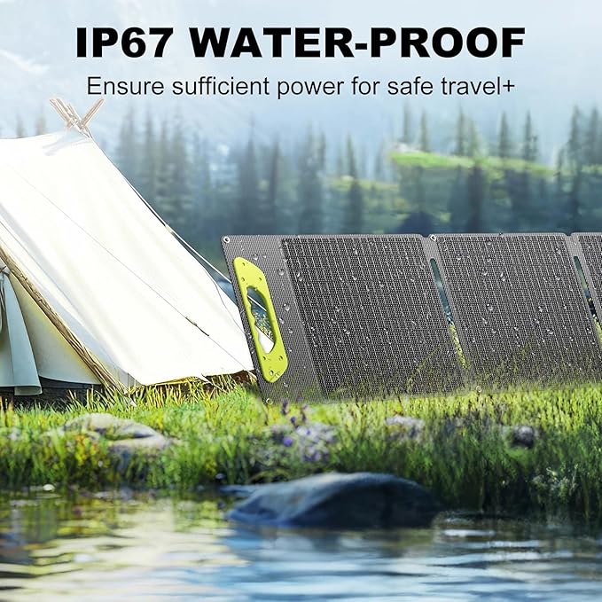 100W Foldable Solar Panel kit with Controller,Portable Solar Charger for Portable Power Station,Phone,Laptop,with M-C4 to DC5525 Output,USB-C,USB-A Port When Camping Fishing Van RV Road Trip