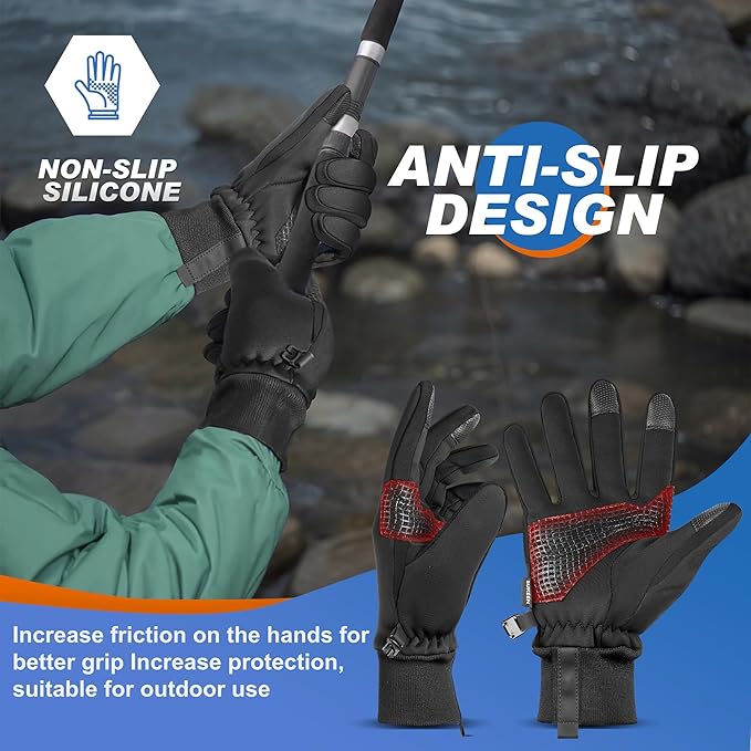 Sukeen Winter Gloves Men Women, Touchscreen Anti-Slip Warm Mens Gloves for Running Driving Cycling Hiking Biking Outdoor