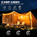 Solar Camping Lights with 13 Lighting Modes,33 FT Fairy Lights 130LEDs,Portable Waterproof 4 in 1 Camping Lantern,Retractable Design & Hooks for Outdoor Garden Party Essentials