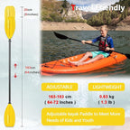 Kayak Paddles for Kid with Aluminum Shaft and PP Blade, Floating Kayaking Oars for Youth and Junior, Adjustable 163-183cm/64-72 Inches