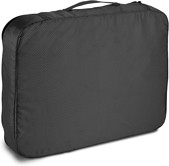 Amazon Essentials 4-Piece Packing Cubes Travel Accessories Set, Luggage Organizer with Double Zipper, Mesh Top, 100% Polyester, Large, Black (Previously Amazon Basics)