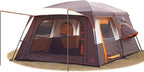 KTT Large Family Cabin Tent 10-12 Person,14.1X10X6.58ft,2 Rooms,3 Storage Pockets,2 Bay-Windows 3 Doors and 3 Windows with Mesh,Straight Wall,Waterproof,Double Layer,Big Tent for Outdoor,Camping
