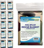 Primacare CB-6842-10 Pack of 10 Emergency Foil Mylar Thermal Blanket Camouflage, 84" Length x 52" Width