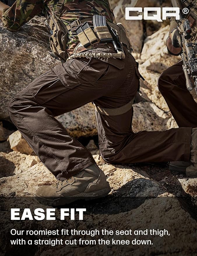 CQR Men's Tactical Pants, Water Resistant Ripstop Cargo Pants, Lightweight EDC Work Hiking Pants, Outdoor Apparel