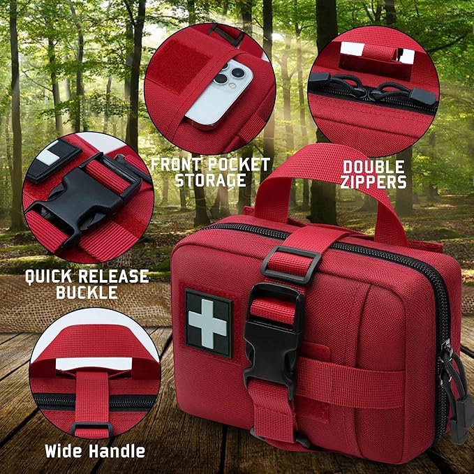 Upgrade Molle Rip Away Ifak Pouch, Tactical Small Belt First Aid Pouch Medical Utility EMT Pouch Only