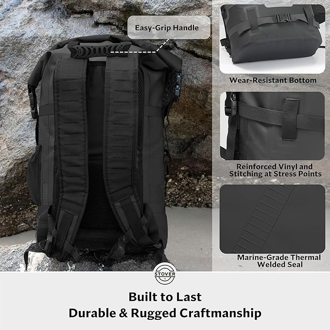 STOVER 5/10/25/30/40/55L Waterproof Backpack- Floating Dry Bag for Kayaking, Travel, Beach, Hiking, & Camping, Men/Women