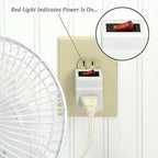 3 Prong Grounded Single Port Power Adapter for Outlet with Indicator Lighted On/Off Switch to be Energy Saving (1 Pack)
