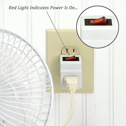 3 Prong Grounded Single Port Power Adapter for Outlet with Indicator Lighted On/Off Switch to be Energy Saving (1 Pack)