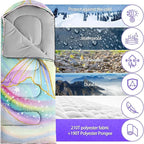 Sleeping Bags for Adults Youth Kids,3D Printing Camping Sleeping Bag for Girls Boys Lightweight Waterproof Cold/Warm Weather Sleeping Bag for 3 Seasons