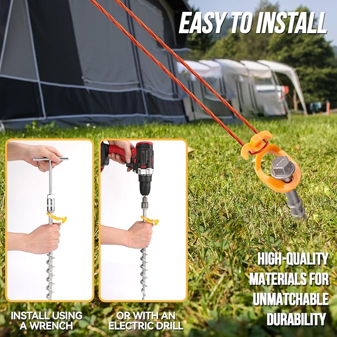 16 PCS Screw in Tent Stakes for Women Men - Ground Anchors for Sand, Canopy, Trampolines, Camping Aluminium Heavy Duty Rust Prevention Pegs Drillable Lightweight Safe - Silvery 14 inch