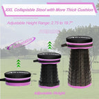 ALEVMOOM 2025 Upgraded XXL Collapsible Stool with Cushion 19.7",1000lbs Max Weight,Wider & Taller Pop Up Seat, Heavy Duty Portable Retractable Folding Chair or Travel Foot Rest for Camping & Outdoors