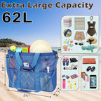 Fammart Mesh Beach Bag with Zipper, Large Beach Tote for Women, Toys Pool Swim Bag Travel Vacation Cruise Essentials