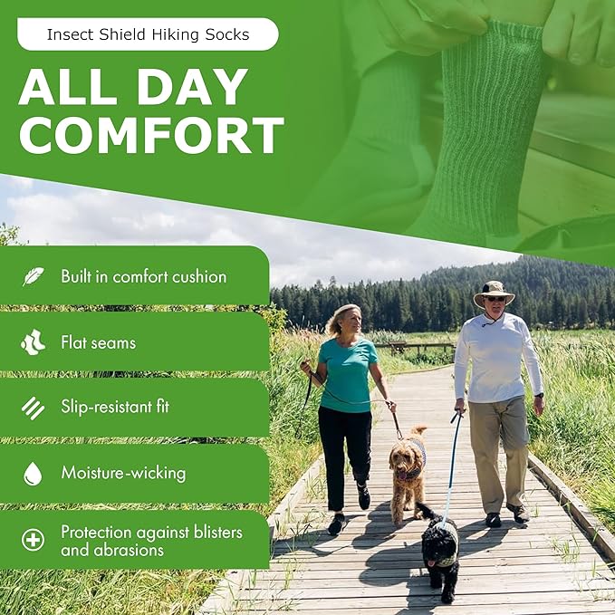 Lightweight Hiking Socks With Permethrin Bug Repellant - Protective Clothing for Men & Women