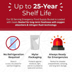 Legacy Food Storage 32 Serving Emergency Food Supply Bucket, 8 Entrees, 12,440 Total Calories, Shelf Stable Lunch & Dinner, Freeze Dried Survival Meals for MRE Camping, Hiking, Prepping