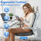 CushZone Seat Cushion, Office Chair Cushions, Car Seat Cushion, Non-Slip Sciatica & Back Coccyx Tailbone Pain Relief Chair Pad, Memory Foam Pillow for Computer Desk, Wheelchair, Driving(Grey)