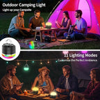 1000LM Camping Lantern Rechargeable, 11 Light Modes with RGB Color Changing Camping Lights, Portable Tent Light with Magnetic Base, Waterproof Emergency Hanging Light for Hurricane, Home, Camping