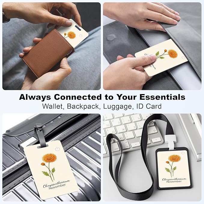 Wallet Tracker Card (iOS Only), Rechargeable Bluetooth Smart Tracking for Apple Find My Compatible Anti Tracker for Men Women Slim Item Locator for Purse Passport Key Luggage Tag (1Pcs/NOV FLR)