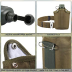 1 Quart Plastic Canteen Military Canteen Portable Military Water Bottle with Bottle Pouch Cotton Cover Bag and Waist Belt for Backpacking Hiking Camping Climbing Outdoor Activities