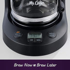 Mr. Coffee Programmable Coffee Maker 5 Cups with Auto Pause Glass Carafe Compact Design Black
