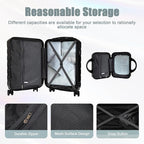 Kids Luggage Sets for Girls, 2 Piece Luggage Set, 20 Inch Rotating Wheel Suitcase with 14 Inch Cosmetic Case, Lightweight Hardshell Suitcase with 360° Spinner Wheels for Travel (Black)