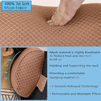REEZEIVI 2 Pack Headrest Pillow for Patio Chaise Lounge,Chaise Lounge Pillows Outdoor 3D air mesh with Elastic Band,Quick Drying and Washable Spa Pillow for Recliner,Beach Chair,Office Chair,Brown