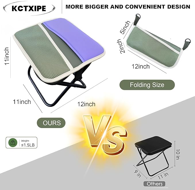 Portable Stool with Shoulder Strap-Pocket Chair for Mountaineering,Picnic,Hiking and Fishing,Handbag Style Bi-Color Foldable Stool