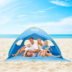 2 Second Easy Setup Pop Up Beach Tent for 4 Person,UPF 50+ UV Protection Beach Shade, Wind Resistant Sun Protection Sun Shelter,Portable Lightweight Tent for Beach Cabana with Handy Carry Bag
