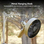 NESTOUT Outdoor Camping Fan with Tripod, 4 Speed Settings & Breeze Mode, 3 Angle Oscillation, 90° Adjustable Tilt, Auto Timer (30/60/90 mins), USB C Compatible, Portable Tent Fan (Black)