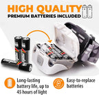 Foxelli LED Headlamp Flashlight for Adults & Kids, Running, Camping, Hiking Head Lamp with White & Red Light, Comfortable Headband, Lightweight & Waterproof, 3 AAA Batteries