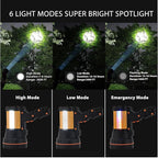 Rechargeable Spotlight Flashlight Water Resistant 8 Hour Runtime LED Super Bright Handheld Searchlight with Shoulder Strap,for During Hurricane Emergency Walking Outages Boating Camping Lantern