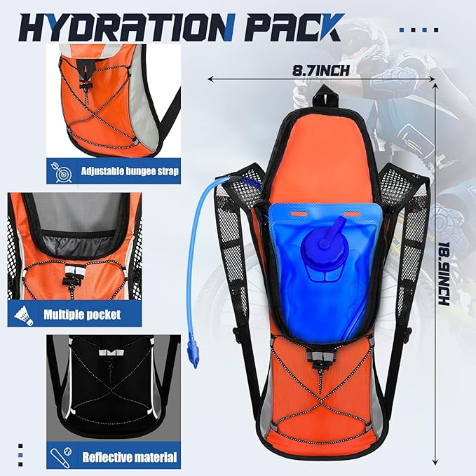 2 Pack Hydration Backpack Pack with 2L Water Bladder, Hiking Backpack with Hydration Bladder Water Rucksack Backpack Bladder Bag Cycling Bicycle Bike/Hiking Climbing Pouch