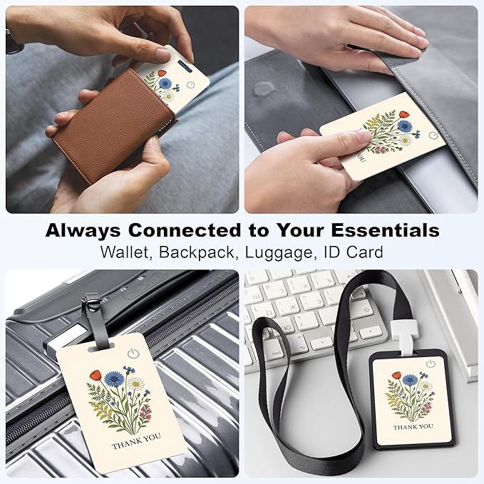Wallet Tracker Card (iOS Only), Rechargeable Bluetooth Smart Tracking for Apple Find My Compatible Anti Tracker for Men Women Slim Item Locator for Purse Passport Key Luggage Tag (1Pcs/THYU FLR)